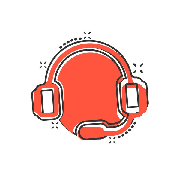 Helpdesk Icon Comic Style Headphone Cartoon Vector Illustration White Isolated — Stock Vector