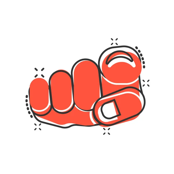 Finger Point Icon Comic Style Hand Gesture Cartoon Vector Illustration — Stock Vector