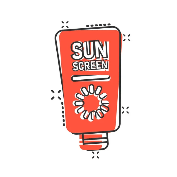 Ícone Proteção Solar Estilo Cômico Creme Protetor Solar Desenho Animado — Vetor de Stock