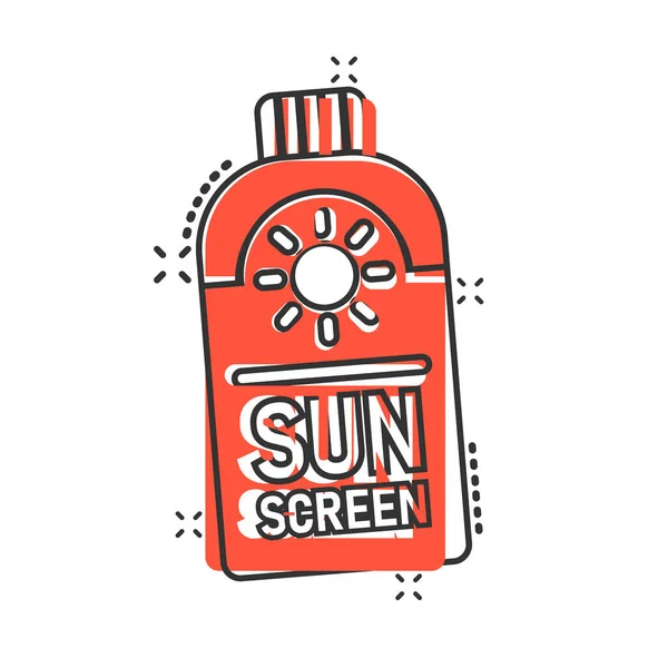 Icono Protección Solar Estilo Cómico Ilustración Vectorial Dibujos Animados Crema — Vector de stock
