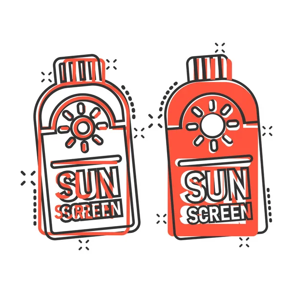 Ícone Proteção Solar Estilo Cômico Creme Protetor Solar Desenho Animado —  Vetores de Stock