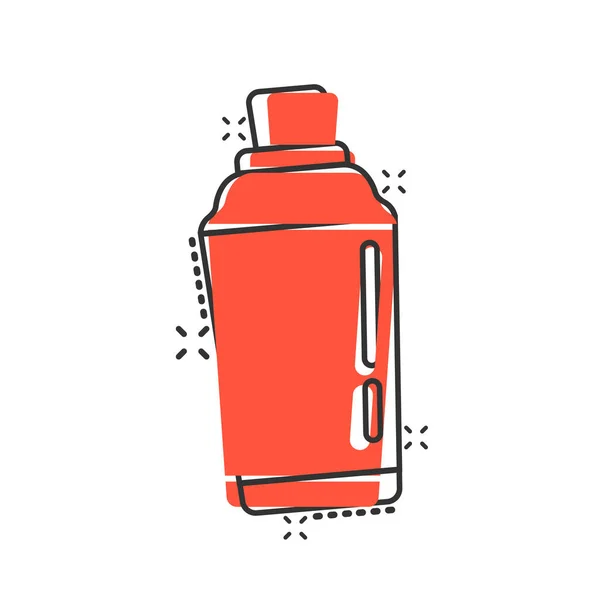 コミックスタイルでシェイカーカクテルアイコン 白の隔離された背景にアルコールボトルの漫画のベクトルイラスト バードリンクスプラッシュ効果ビジネスコンセプト — ストックベクタ