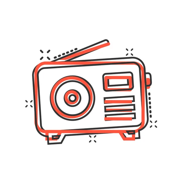 Icono Radio Estilo Cómico Difusión Ilustración Vectorial Dibujos Animados Sobre — Vector de stock