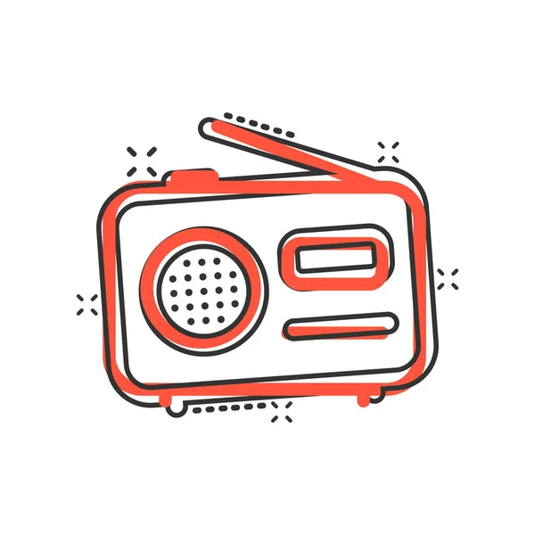 Icono Radio Estilo Cómico Difusión Ilustración Vectorial Dibujos Animados Sobre — Vector de stock