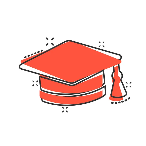 Ícone Chapéu Graduação Estilo Cômico Student Cap Cartoon Vector Illustration —  Vetores de Stock