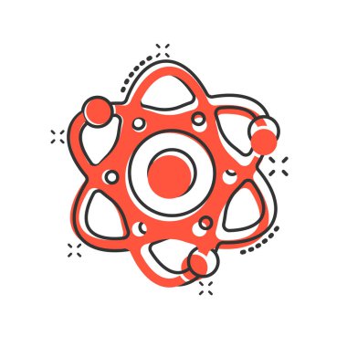 Çizgi roman tarzında bilim simgesi. Beyaz izole edilmiş arka planda DNA hücre karikatürü vektör çizimi. Molekül evrimi su sıçratma etkisi iş konsepti.