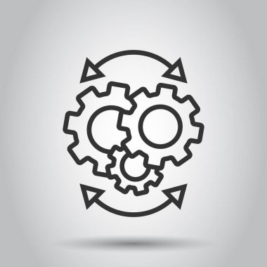 Düz bir çalışma akışı simgesi. Beyaz izole edilmiş arka planda etkili vektör çizimi. İşlem organizasyonu iş konsepti.