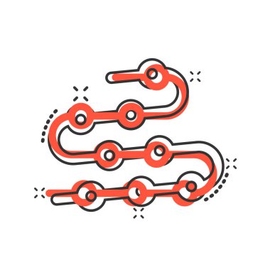 Çizgi roman tarzında zaman çizelgesi simgesi. Beyaz izole edilmiş arka planda çizgi film vektör çizimi. Diyagram sıçrama etkisi iş konsepti.