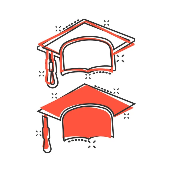 Ícone Chapéu Graduação Estilo Cômico Student Cap Cartoon Vector Illustration —  Vetores de Stock