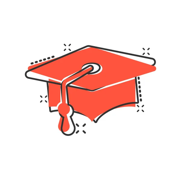 Graduation Hat Icon Comic Style Student Cap Cartoon Vector Illustration — Stock Vector