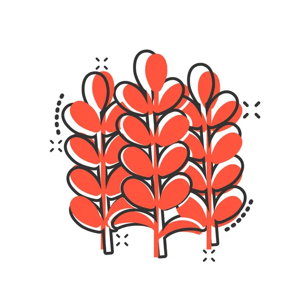 Çizgi roman tarzında buğday ikonu. Beyaz izole edilmiş arka planda arpa çizgi filmi vektör çizimi. Kök sıçrama etkisi iş konseptini hasat et.