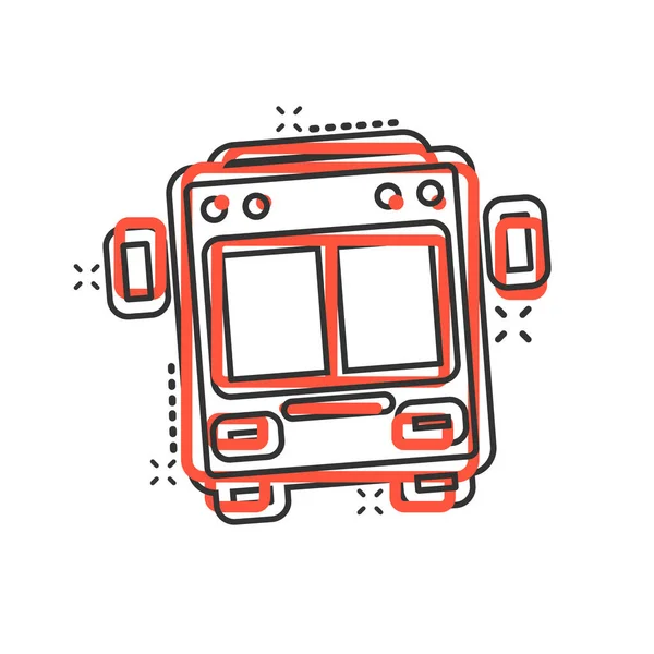 Icono Autobús Estilo Cómico Coach Coche Ilustración Vector Dibujos Animados — Vector de stock