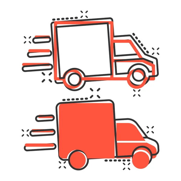 Lkw Ikone Comic Stil Auto Delivery Cartoon Vektor Illustration Auf — Stockvektor