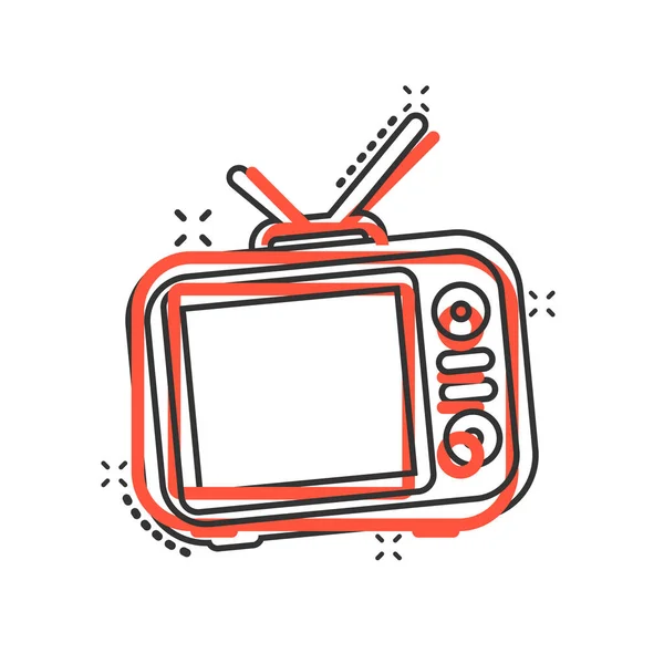 Icoon Stripstijl Televisie Cartoon Teken Vector Illustratie Witte Geïsoleerde Achtergrond — Stockvector