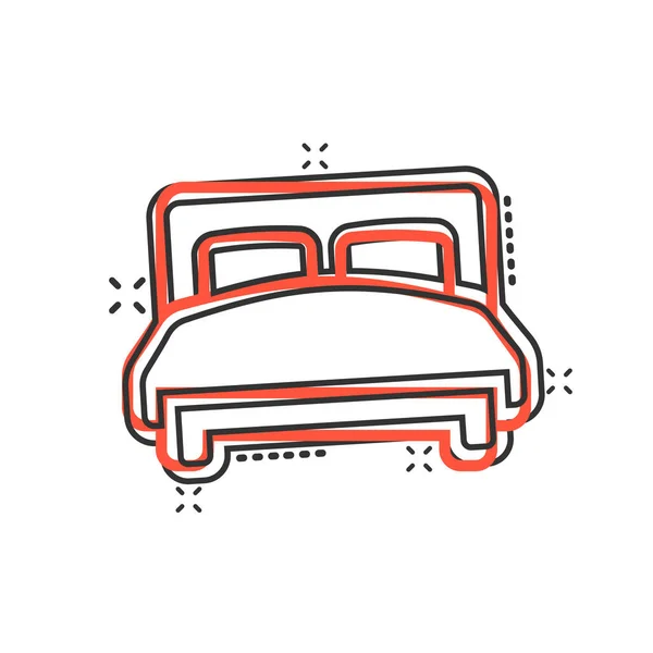 Icono Cama Estilo Cómico Dormitorio Ilustración Vectores Signos Dibujos Animados — Vector de stock