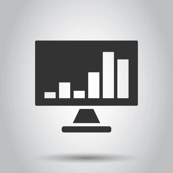 フラットスタイルでウェブサイト分析アイコン 白い隔離された背景のソデータベクトル図 コンピュータ ダイアグラム事業の概念 — ストックベクタ