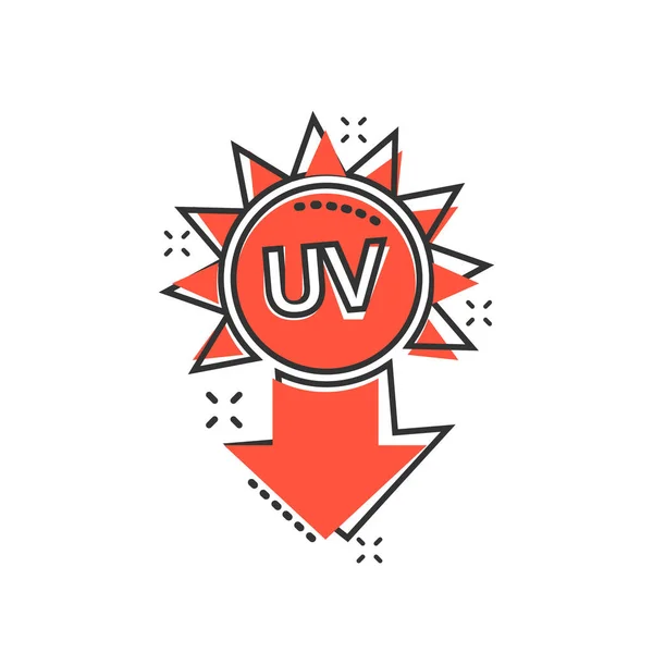 Ikona Promieniowania Komicznym Stylu Ilustracja Wektora Kreskówki Ultrafioletowej Białym Odizolowanym — Wektor stockowy