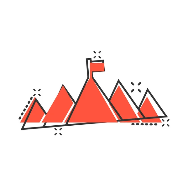 Uppdrag Mästare Ikon Komisk Stil Mountain Tecknad Vektor Illustration Vit — Stock vektor