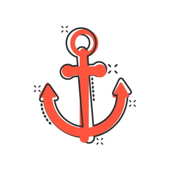 Boat Anchor Icon Comic Style Vessel Hook Cartoon Vector Illustration — Stock Vector