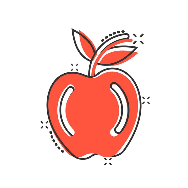 Apple Ikone Comic Stil Frische Früchte Cartoon Vektor Illustration Auf — Stockvektor