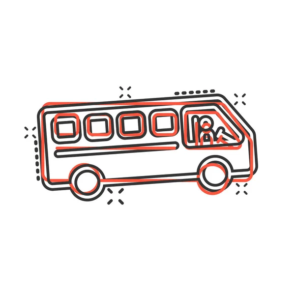 Çizgi Roman Tarzında Otobüs Simgesi Beyaz Izole Edilmiş Arka Planda — Stok Vektör