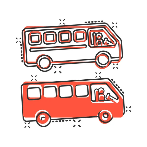 Иконка Автобуса Комическом Стиле Векторная Иллюстрация Тренера Белом Изолированном Фоне — стоковый вектор