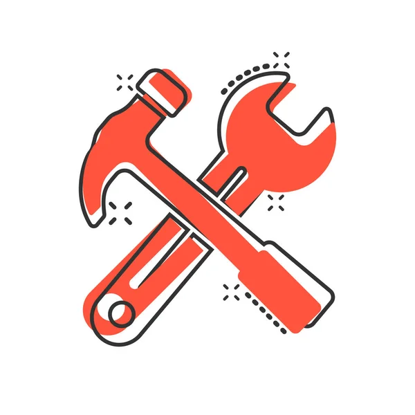 Llave Destornillador Icono Estilo Cómico Spanner Clave Ilustración Vectorial Dibujos — Vector de stock