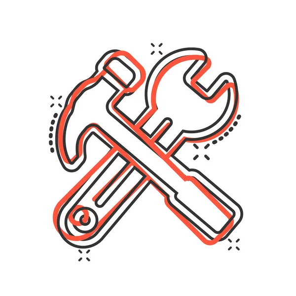 Llave Destornillador Icono Estilo Cómico Spanner Clave Ilustración Vectorial Dibujos — Vector de stock