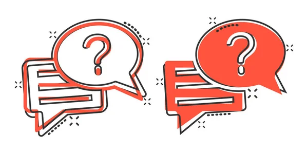 Question Mark Icon Comic Style Discussion Speech Bubble Cartoon Vector — Stock Vector