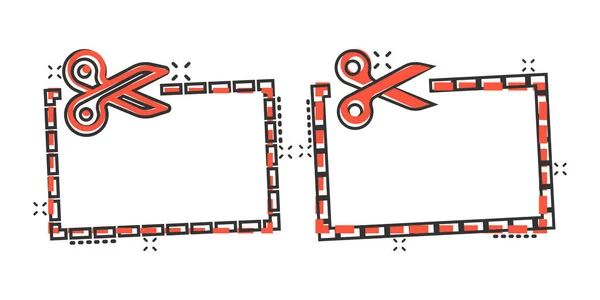 Coupon Cut Lines Icon Κωμικό Στυλ Ψαλίδι Snip Εικονογράφηση Διάνυσμα — Διανυσματικό Αρχείο