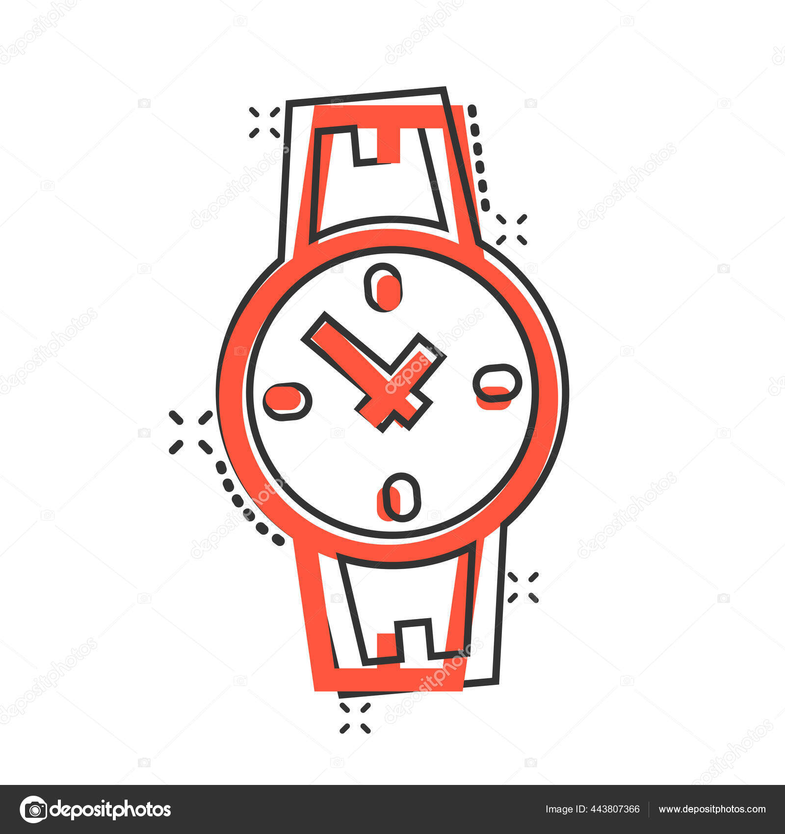 Wrist Watch Icon Comic Style Gambar Vektor Kartun Jam Tangan Stok Vektor C Sanek13744 443807366