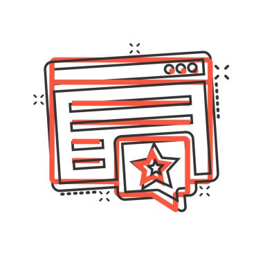 Çizgi roman tarzında yıldız simgesine sahip tarayıcı penceresi. Beyaz izole edilmiş arkaplanda dilek listesi çizimi. Ödül ikramiyesi sıçrama etkisi iş konsepti.