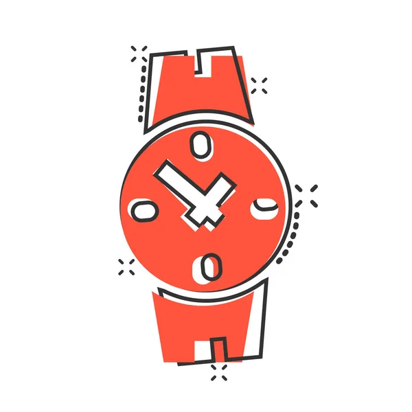 Ikona Zegarka Nadgarstkowego Komicznym Stylu Zegar Ręczny Wektor Ilustracja Wektor — Wektor stockowy