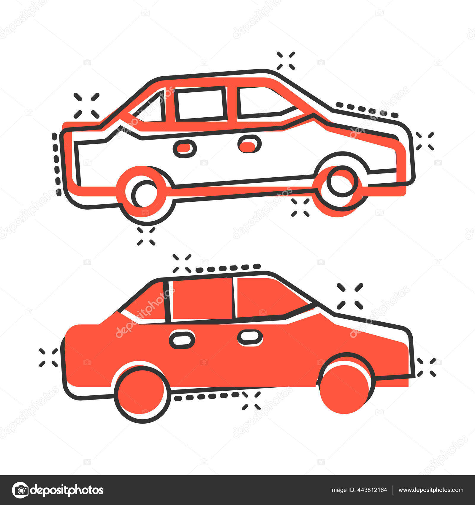 Ikon Mobil Dalam Gaya Komik Mobil Kendaraan Kartun Vektor Gambar Stok Vektor Sanek13744 443812164