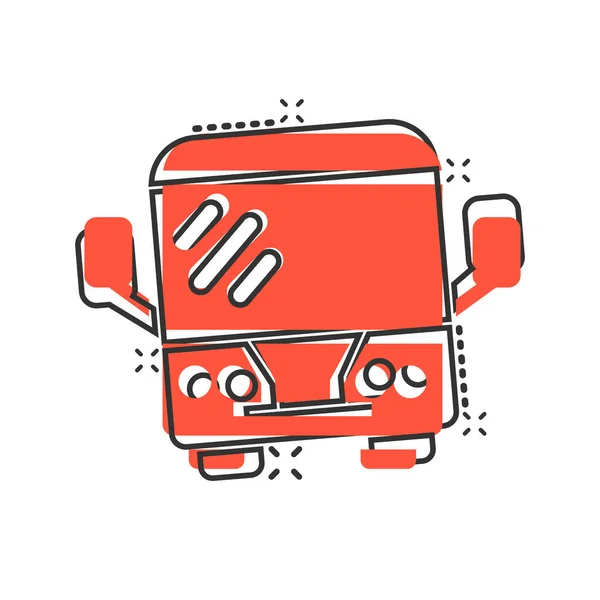 Icono Autobús Estilo Cómico Coach Ilustración Vector Dibujos Animados Sobre — Vector de stock