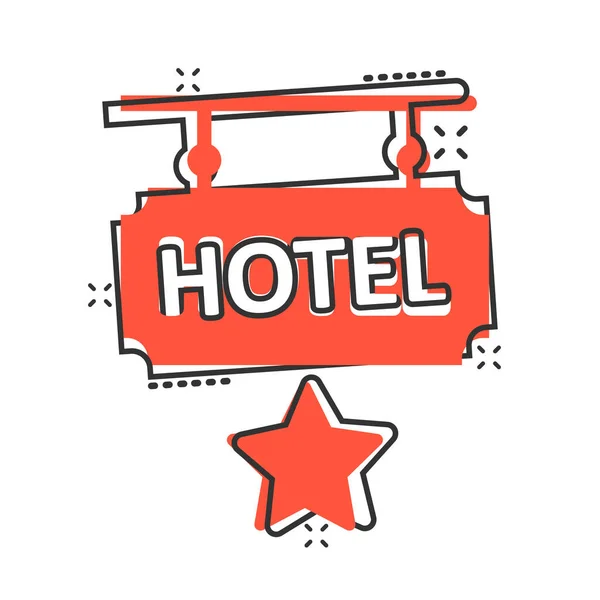 Hotel Star Sign Icon Comic Style Inn Cartoon Vector Illustration — Stock Vector