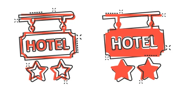 Ξενοδοχείο Αστέρων Υπογράψει Εικονίδιο Κωμικό Στυλ Inn Εικονογράφηση Διάνυσμα Κινουμένων — Διανυσματικό Αρχείο