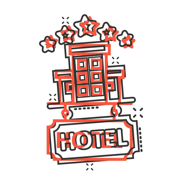 Hotel Estrellas Signo Icono Estilo Cómico Inn Edificio Ilustración Vectorial — Vector de stock