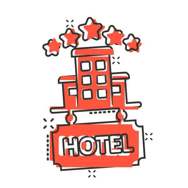 Hôtel Étoiles Signe Icône Dans Style Comique Inn Bâtiment Dessin — Image vectorielle