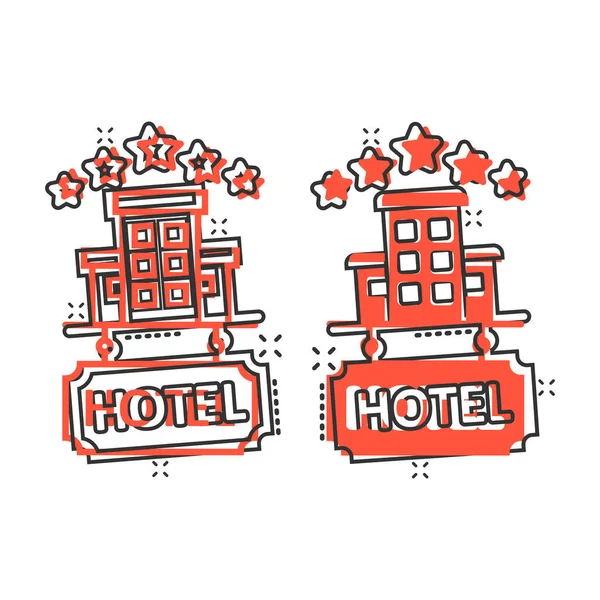 Hotel Estrellas Signo Icono Estilo Cómico Inn Edificio Ilustración Vectorial — Archivo Imágenes Vectoriales