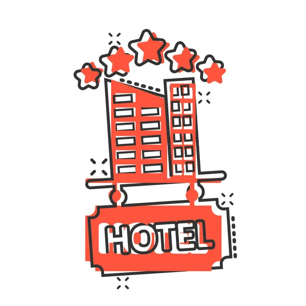 Hotel Hvězdiček Podepsat Ikonu Komickém Stylu Inn Budova Kreslený Vektor — Stockový vektor
