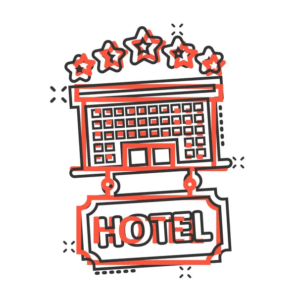 Hotel Sterne Zeichen Symbol Comic Stil Inn Gebäude Cartoon Vektor — Stockvektor