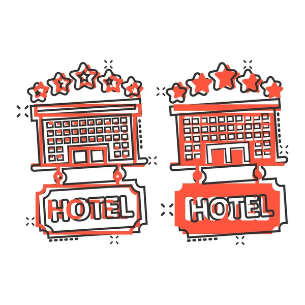 Hotel Estrellas Signo Icono Estilo Cómico Inn Edificio Ilustración Vectorial — Archivo Imágenes Vectoriales