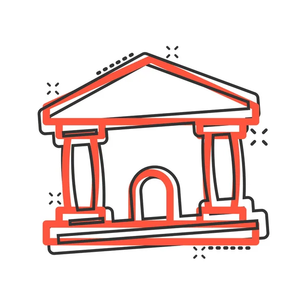 Ícone Construção Banco Estilo Cômico Arquitetura Governamental Desenho Animado Ilustração — Vetor de Stock