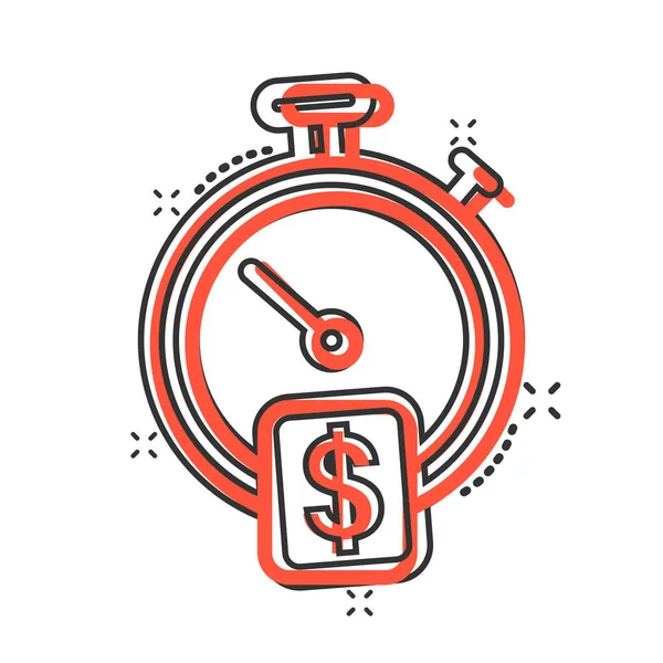 Tiempo Icono Del Dinero Estilo Cómico Reloj Con Ilustración Vectores — Vector de stock