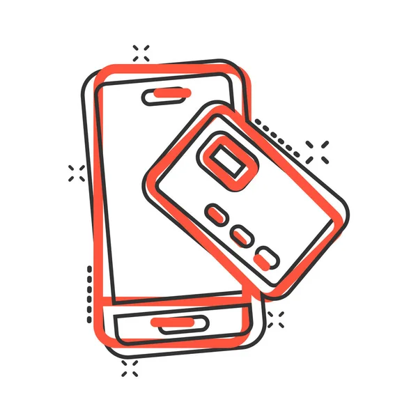 Smartphone Bezahlsymbol Comic Stil Nfc Kreditkarten Cartoon Vektor Illustration Auf — Stockvektor