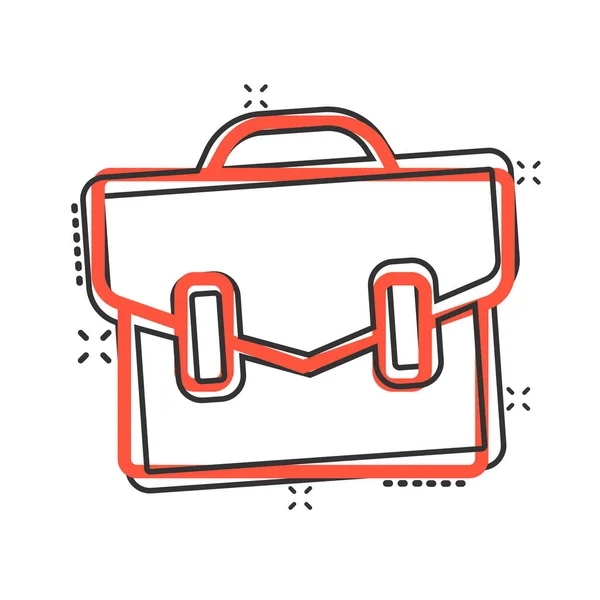 Briefcase Icon Comic Style Businessman Bag Cartoon Vector Illustration White — Stock Vector