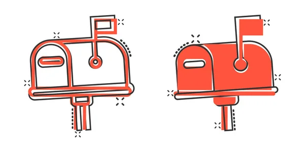 Ikona Poštovní Schránky Stylu Komiksu Postbox Kreslený Vektor Ilustrace Bílém — Stockový vektor