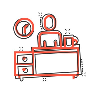 Masa lambası ve saat simgesi olan insanlar. Beyaz izole edilmiş arka planda eşzamanlı uzay vektör çizimi. Serbest İşyeri Etki Etkisi İş Konsepti.