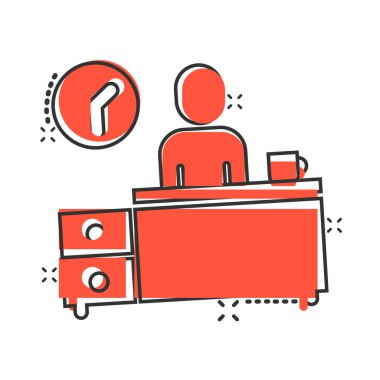 Masa lambası ve saat simgesi olan insanlar. Beyaz izole edilmiş arka planda eşzamanlı uzay vektör çizimi. Serbest İşyeri Etki Etkisi İş Konsepti.